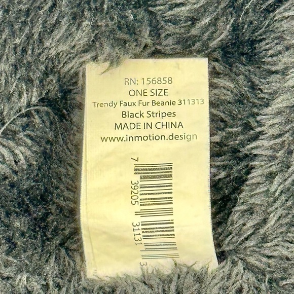Cozy Zone Black Furball Beanie Pom Pom‎ Colorful Stripes, O/S - Picture 6 of 6